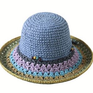 TIME-TRU Rainbow Color Elegant Hollow Crochet Boho Sun Hat Size:OS.. NWT
